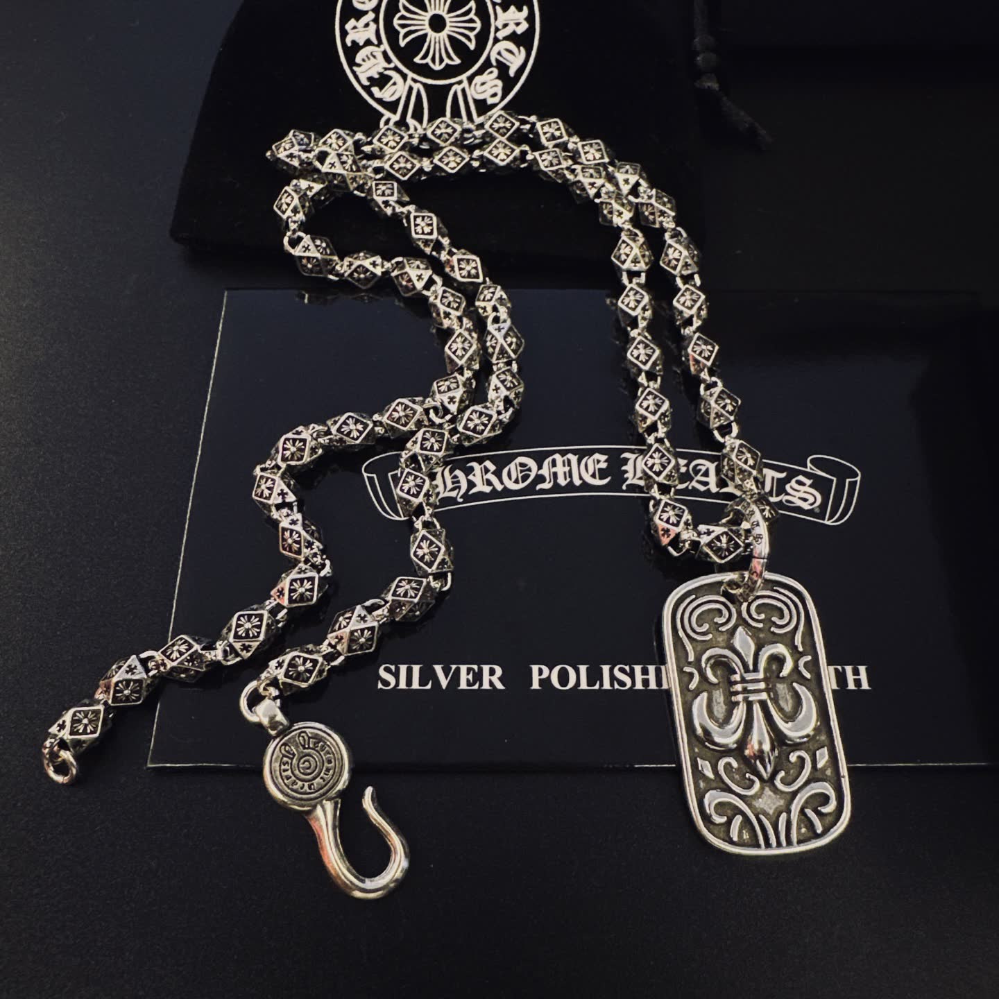 Chrome Hearts Silver Fleur-de-lis Tag Necklace